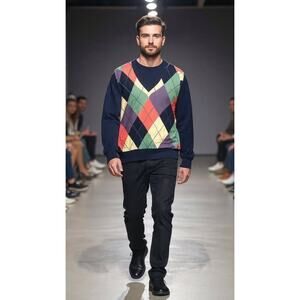 Men’s Tuttle Golf Collection 100 Cotton Argyle Sweater Sz‎ M